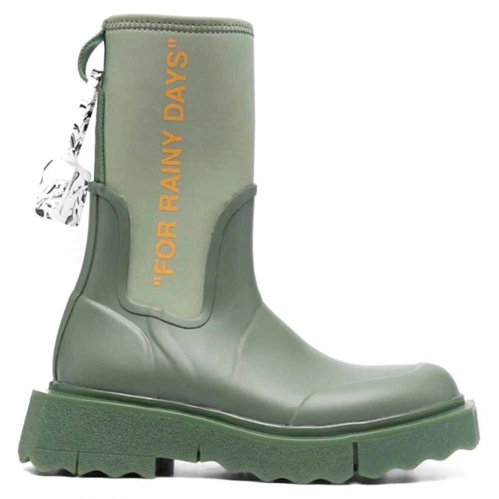 Revolve OFF-WHITE Zip-tie Rubber Rain Boots in Green (Women's)